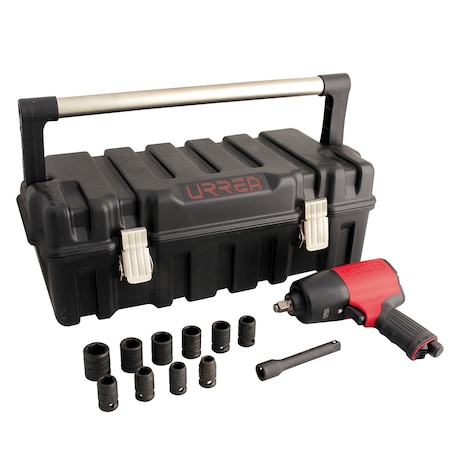 Urrea Twin hammer Comp. system 1/2" dr impact wrench and socket set (metric) UPC731KM